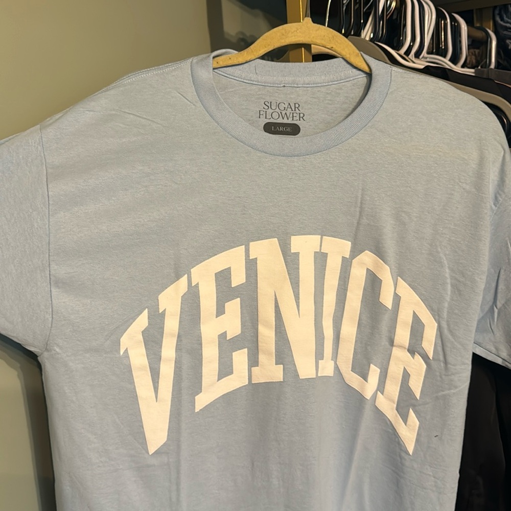 Light blue 100% cotton VENICE  short sleeve shirt. New without tags, Never Worn!
